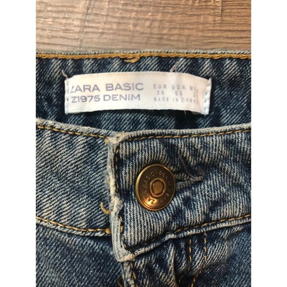 Zara Basic Floral Sequin Embroidered Jeans US 4 - Picture 6 of 12